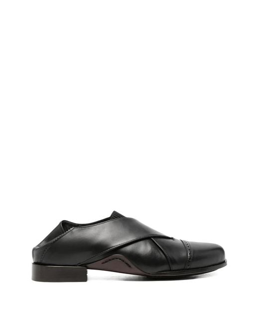 NULLUS Black Captoe Criss-Cross Loafers for men
