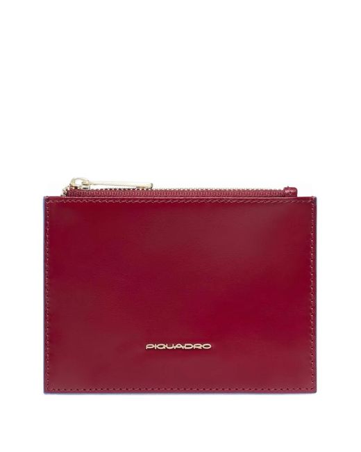 Piquadro Red Leather Coin Wallet