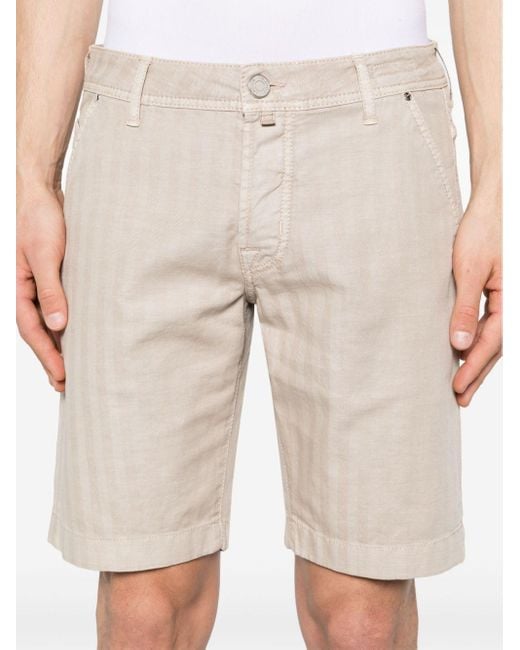 Jacob Cohen Natural Lou Herringbone Shorts for men