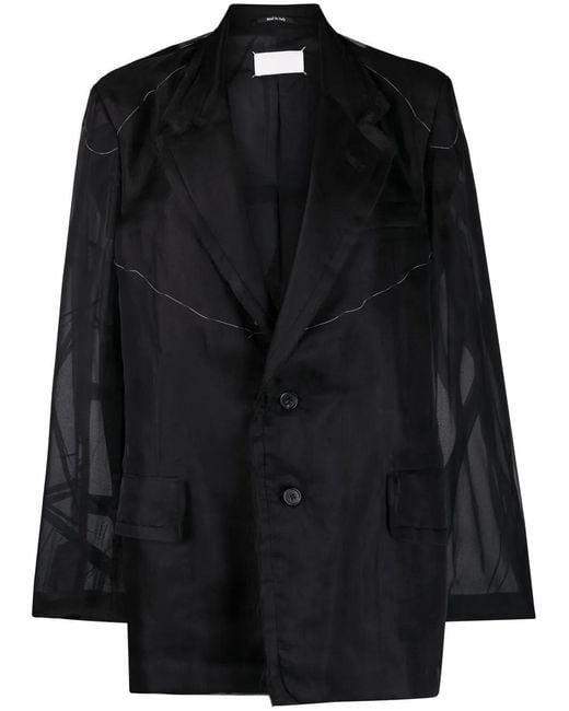 Maison Margiela Black Sheer-Panel Single-Breasted Jacket