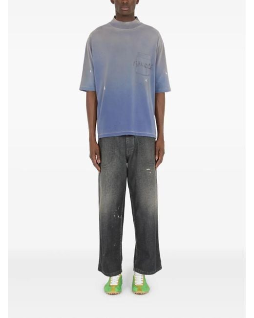 Maison Margiela Blue Graffiti Logo T-Shirt for men
