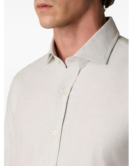 Brooks Brothers White Spread-Collar Flannel Shirt for men