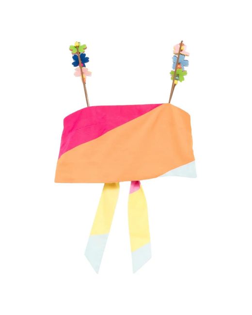 MIRA MIKATI Pink Flower Straps Top