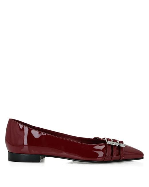 Philipp Plein Red Skull-Embellished Ballet Flats