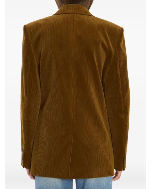 Saint Laurent Brown Corduroy Double-Breasted Blazer