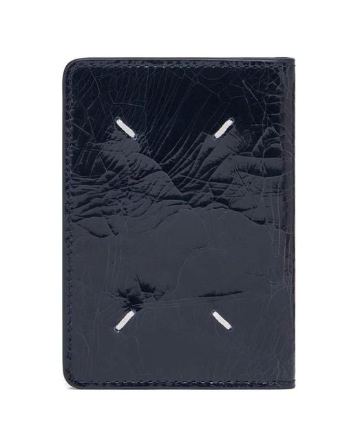 Maison Margiela Blue Four Stitches Crackled Card Holder