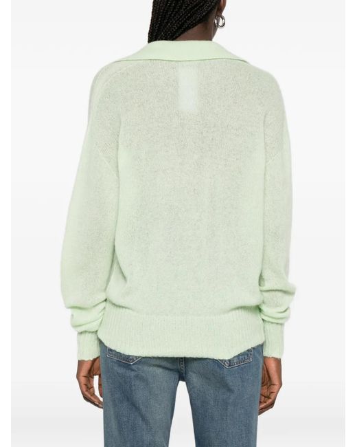 Tom Ford Green V-Neck Collared Sweater