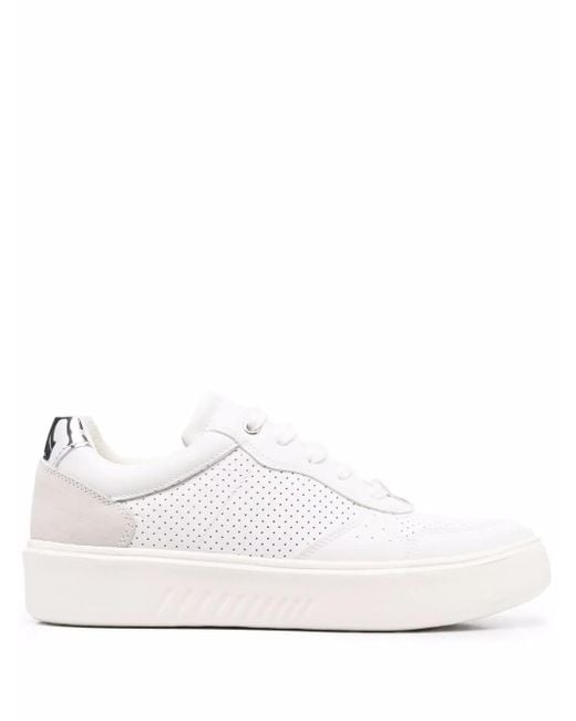 Geox White Nhenbus Leather Sneakers