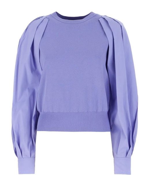 Juun.J Blue Pleated-Sleeve Top
