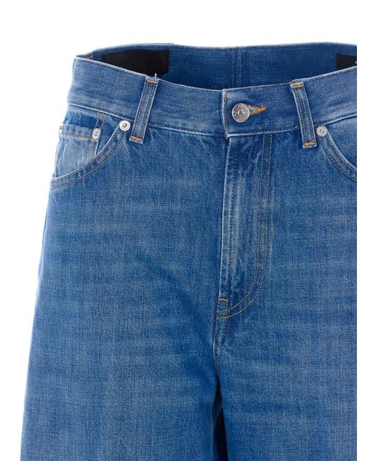 Dondup Blue Five-Pockets Patch-Logo Jeans