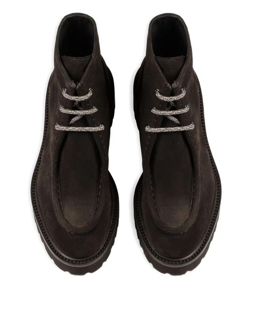 Doucal's Brown Suede Lace-Up Boots