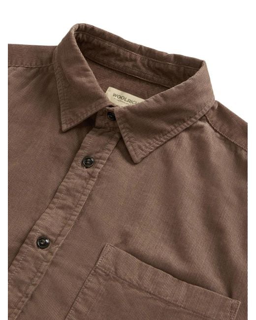 Woolrich Brown Corduroy Cotton Shirt for men