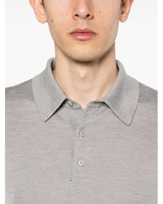 Kiton Gray Slub-texture Polo Shirt for men