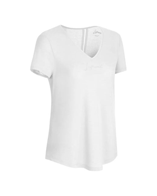 Lamunt White Tina V-Neck Cotton T-Shirt
