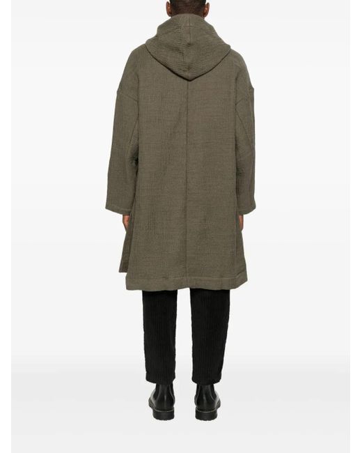 Individual Sentiments Green Hooded Long-Sleeved Coat for men