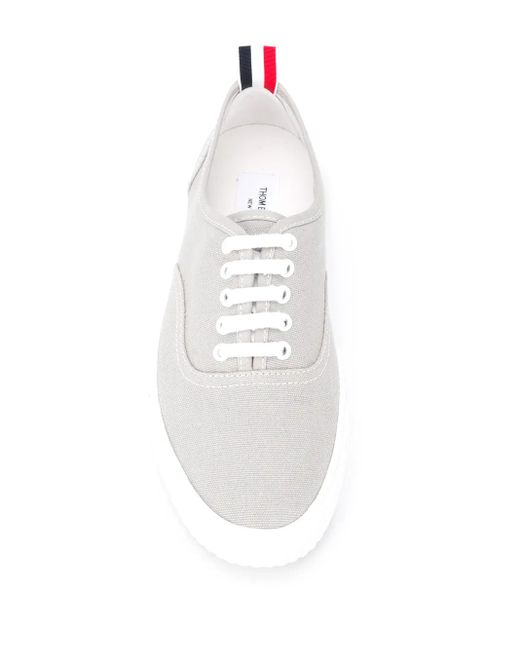 Thom Browne White Heritage Canvas Sneakers for men