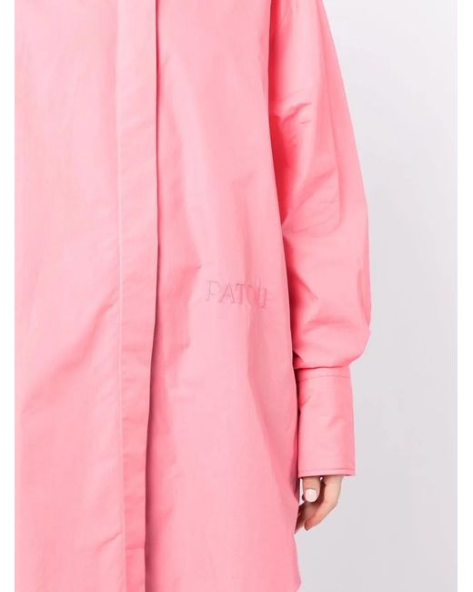 Patou Pink Oversize Long-Sleeve Cotton Shirt