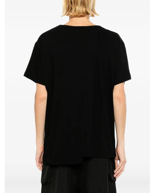 Yohji Yamamoto Black Panelled Short-Sleeves T-Shirt for men