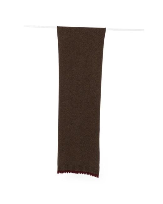 Uma Wang Brown Frayed-Edge Knitted Scarf