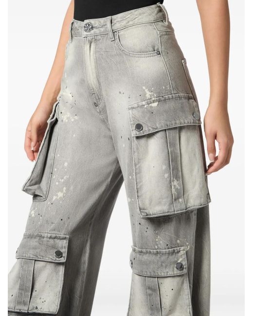 Philipp Plein Gray Cargo-Pocket Jeans