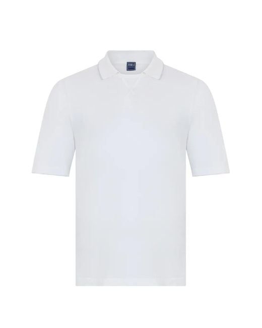 Fedeli White Polo-Collar Cotton T-Shirt for men