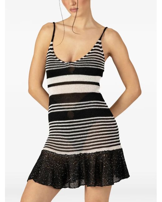 Paramidonna Black Lea Striped Crochet Dress