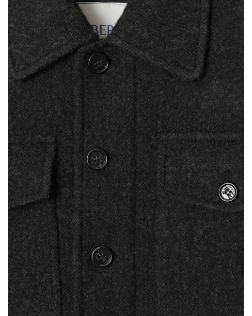 Burberry Black Mélange-wool Shirt Jacket for men