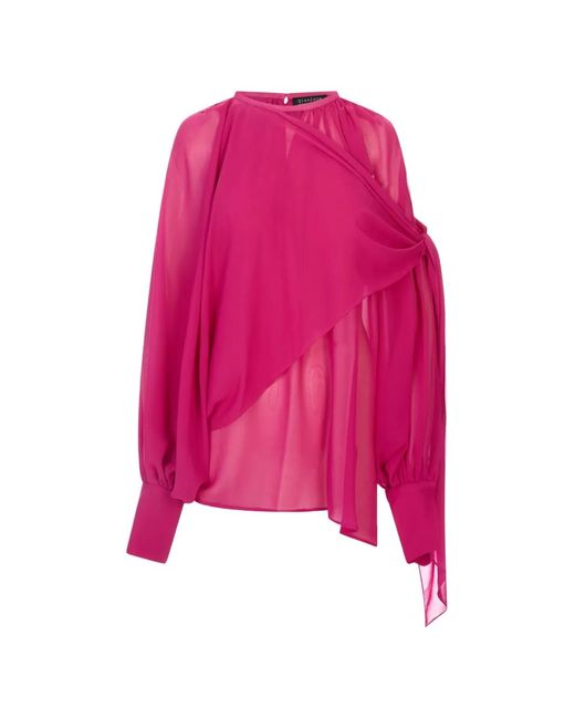 Gianluca Capannolo Pink Draped Knotted-Detail Blouse