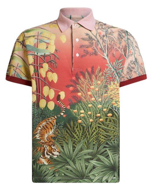 Etro Poloshirt mit grafischem Print in Green für Herren