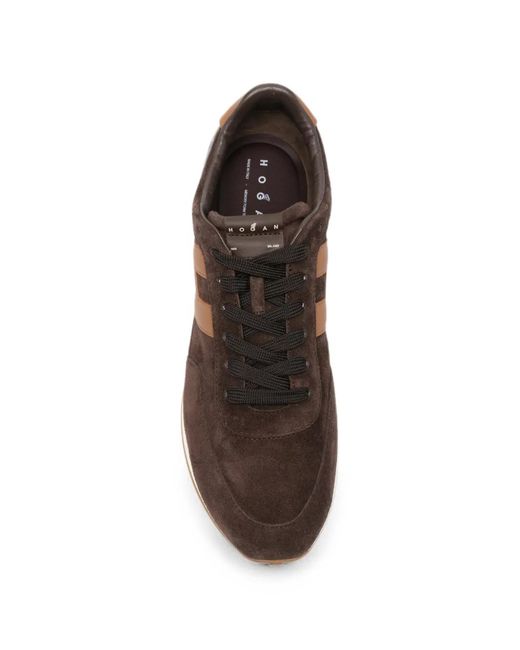 Hogan Brown H699 Logo-Patch Sneakers for men