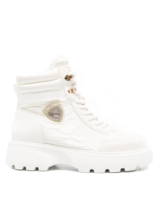 Blauer White Platform Shearling Boots