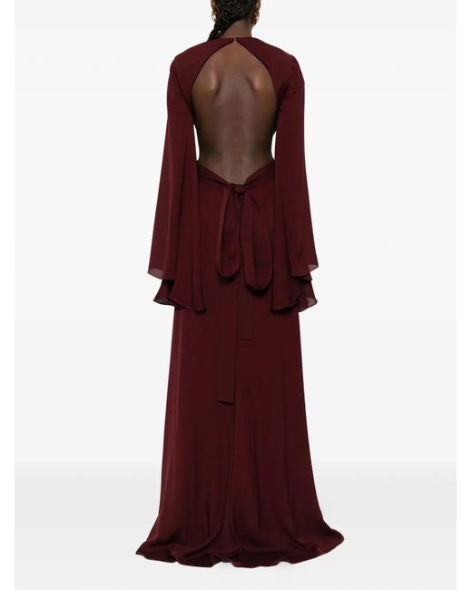 Elie Saab Red Cut-Out Embellished Maxi Dress