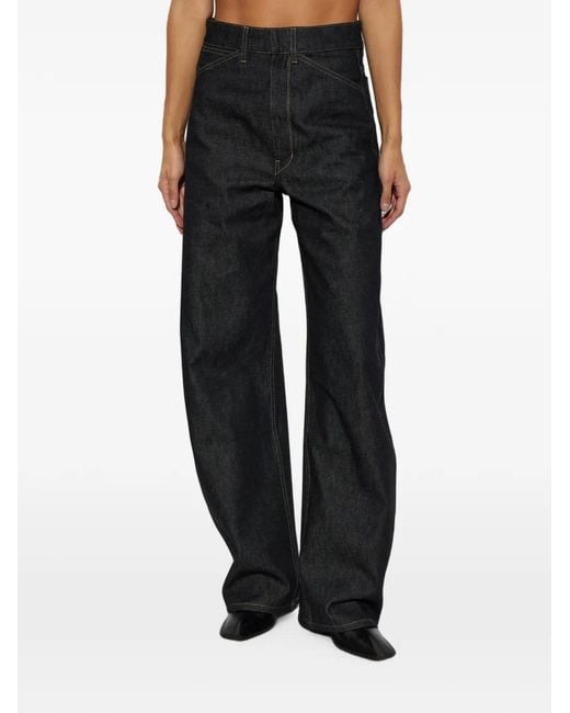 Lemaire Black High-Waisted Contrast-Stitch Jeans