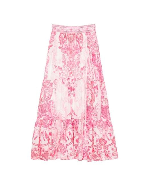 Camilla Pink Jupe Longue Livin La Vida Rosa À Imprimé Baroque