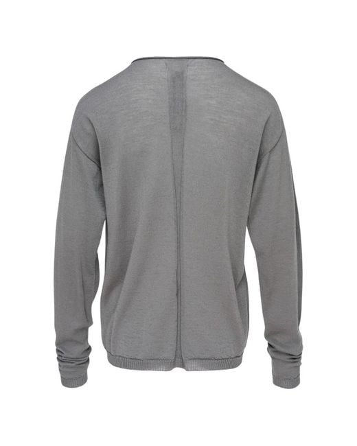 Rick Owens Gray Slashed Oversized Sweater