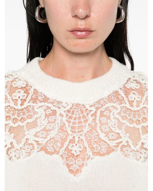 Ermanno Scervino White Lace-Insert Sweater