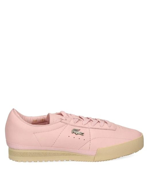 Lacoste Pink Logo-Plaque Leather Sneakers