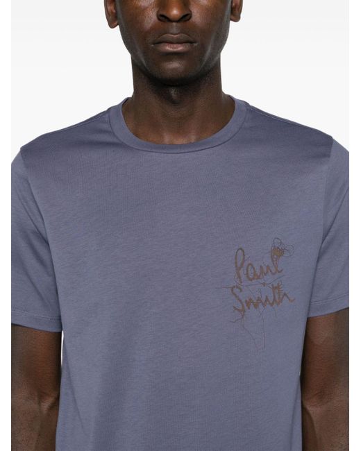 Paul Smith Blue Logo-print Organic Cotton T-shirt for men