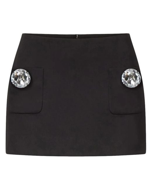 Area Black Crystal-Embellished Wool Mini Skirt