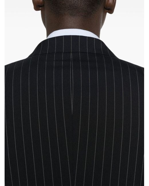 Tagliatore Black Pinstriped Double-breasted Suit for men