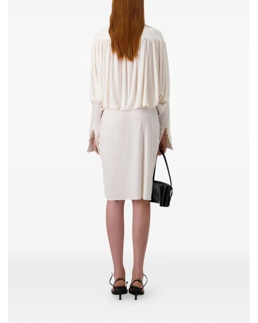 Coperni White Belted Draped Dress