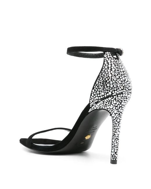 Stuart Weitzman Black Nudistcurve Royale Rhinestone-Embellished Sandals