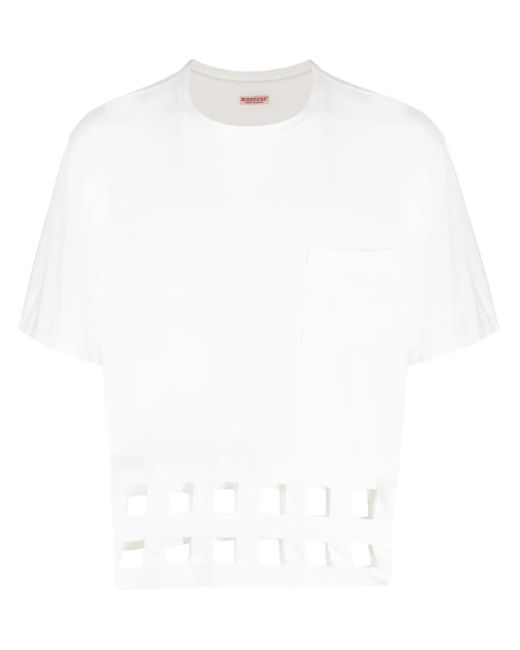 Kapital White Cut-Out Detailing Cotton T-Shirt for men