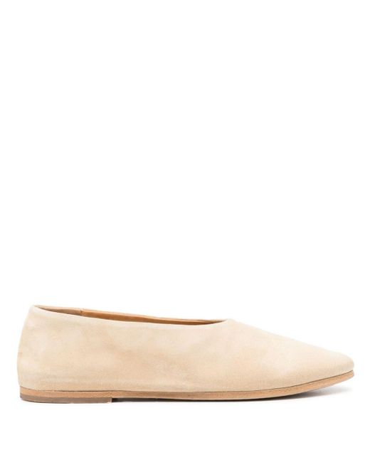 Marsèll Almond Suede Ballerina Shoes Natural