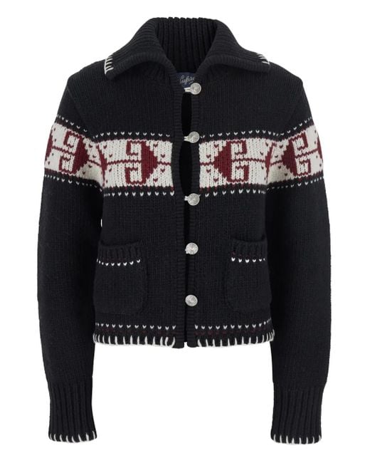 Seafarer Black Geknöpfter Cardigan mit Fairisle-Muster