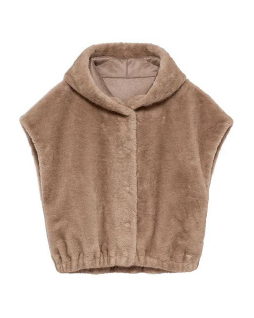 STUDIO AR Gray Hooded Faux-Fur Gilet