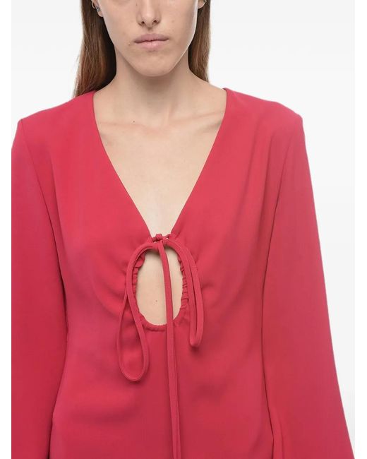P.A.R.O.S.H. Red Trapeze Lacing-Detail Mini Dress