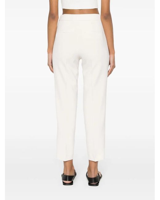 Peserico White Slim-Fit Cropped Trousers