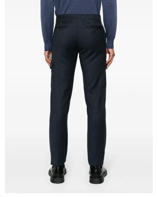 Canali Blue Wool Cargo Trousers for men