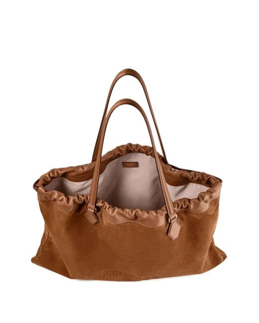 Jimmy Choo Brown Tote Bag Aus Wildleder Mit Kordelzug
